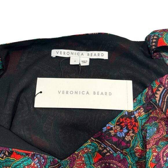 NWT! Veronica Beard Bellino Printed Silk-Blend Jacquard Dress - Size 4 - Picture 9 of 10